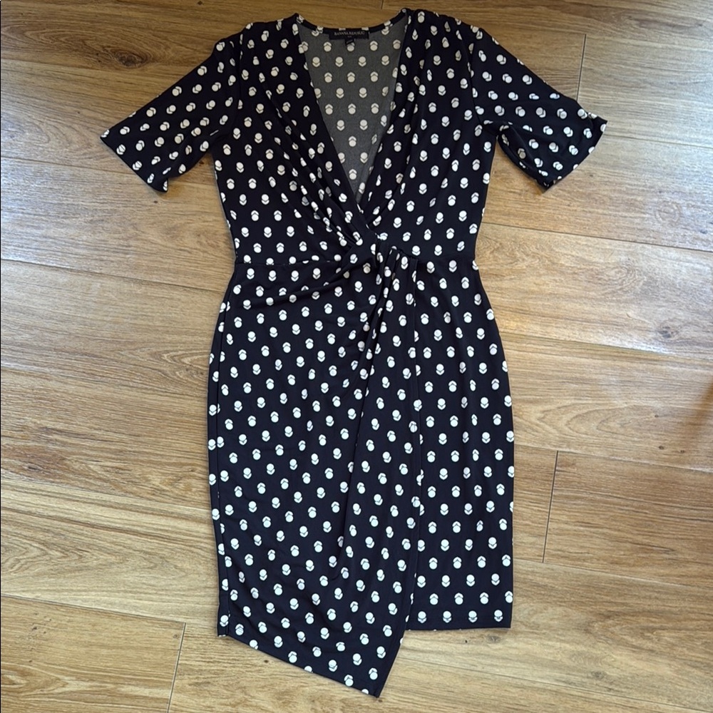 Banana Republic Factory Black and White Asymmetrical Wrap Midi Dress